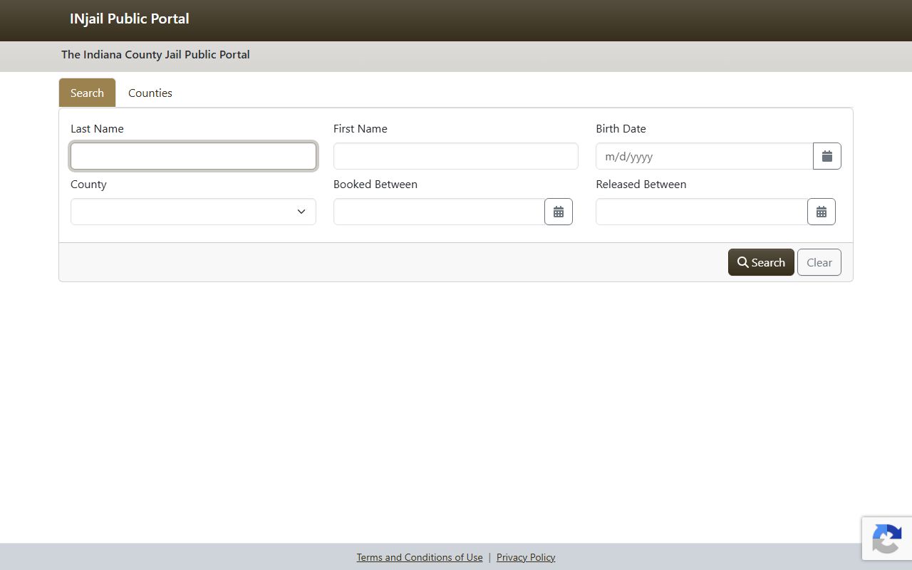 Rush County inmate population search through Indiana INjail Public Portal